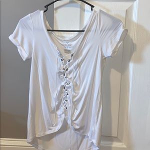 American Eagle White lace up shirt